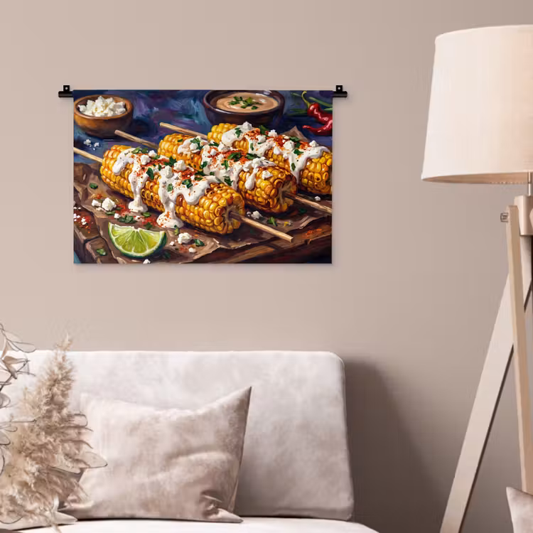 Wandkleed - Eten - Maïs - Saus - Geschilderd - Geel — 2