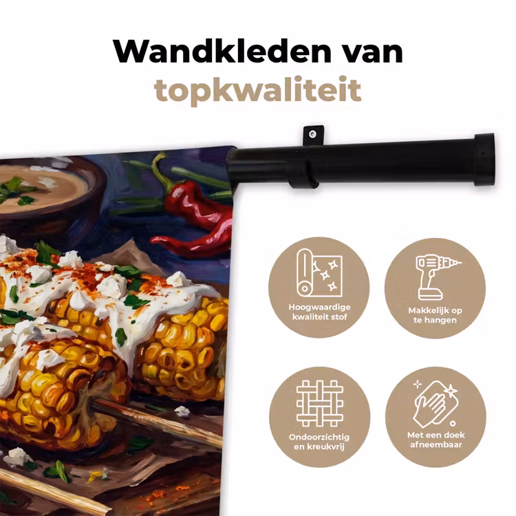 Wandkleed - Eten - Maïs - Saus - Geschilderd - Geel — 3