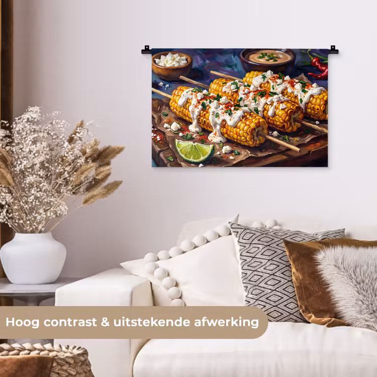 Wandkleed - Eten - Maïs - Saus - Geschilderd - Geel — 4