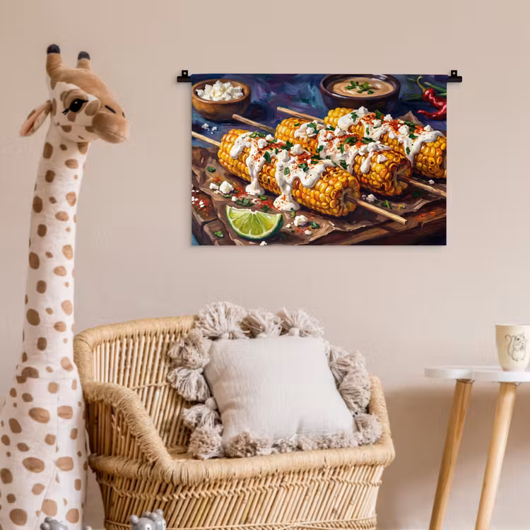 Wandkleed - Eten - Maïs - Saus - Geschilderd - Geel — 5