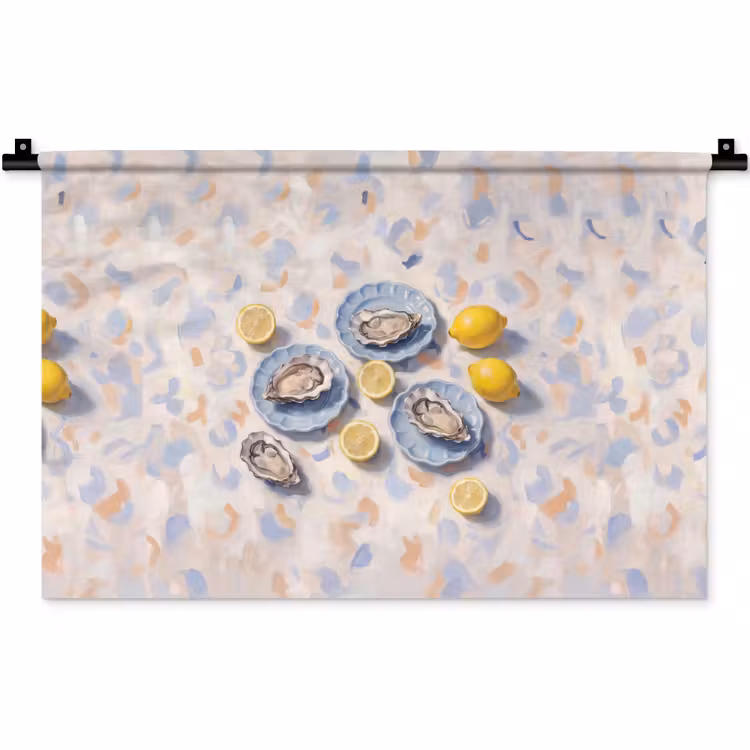 Wandkleed - Eten - Oesters - Citroenen - Modern - Geel — 1
