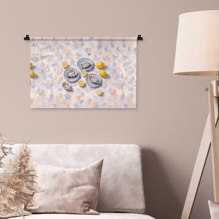 Wandkleed - Eten - Oesters - Citroenen - Modern - Geel — 2