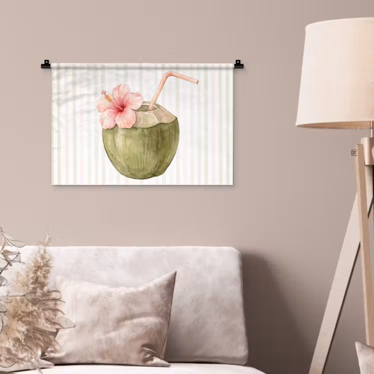 Wandkleed - Kokosnoot - Drank - Tropisch - Illustratie - Zomer — 2