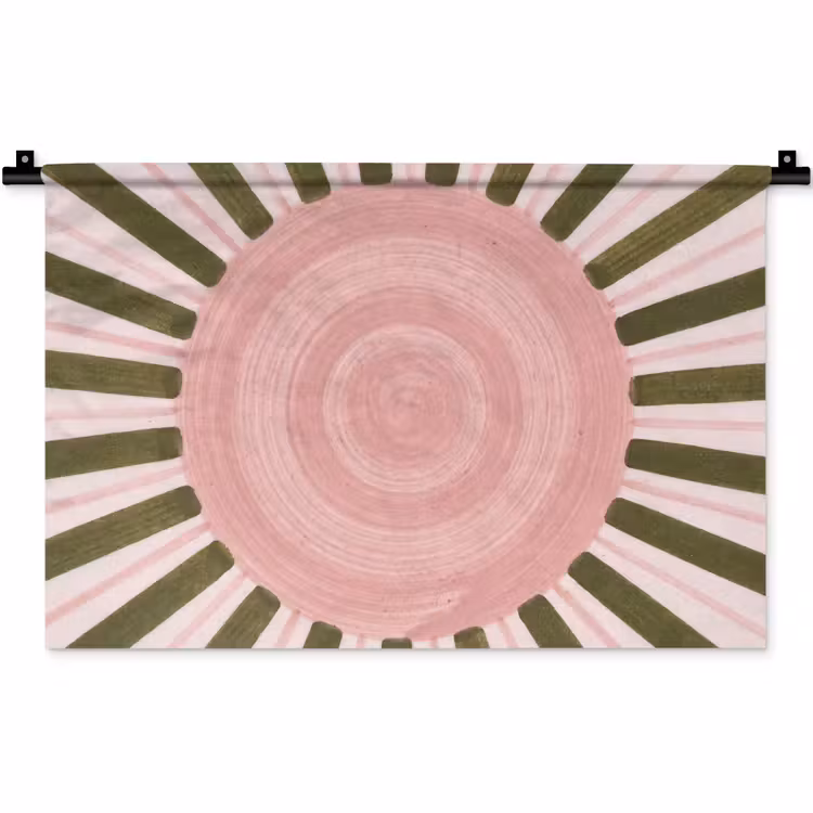 Wandkleed - Patroon - Cirkel - Stralen - Abstract - Roze — 1