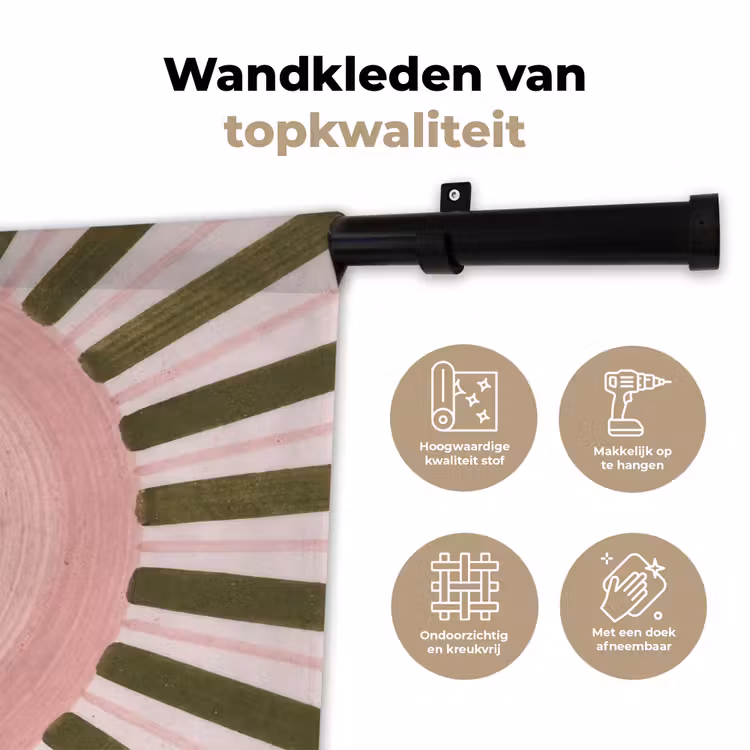 Wandkleed - Patroon - Cirkel - Stralen - Abstract - Roze — 3