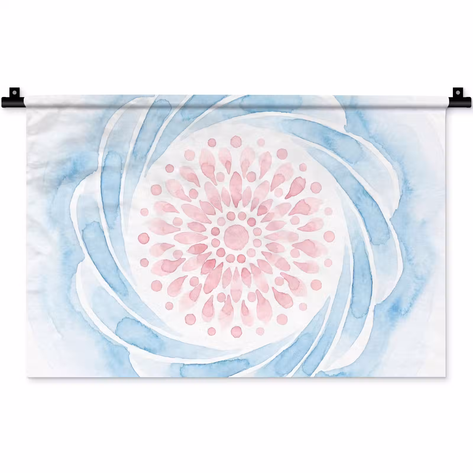 Wandkleed - Abstract - Bloemvorm - Aquarel - Roze - Blauw — 1