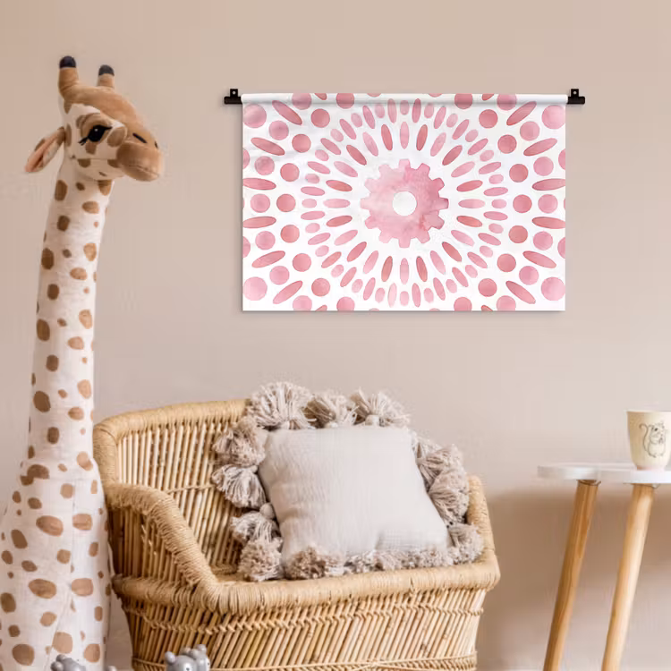Wandkleed - Abstract - Vormen - Patroon - Aquarel - Roze — 5