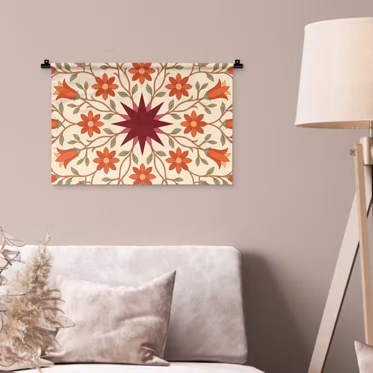 Wandkleed - Bloemen - Mandala - Decoratief - Rood — 2