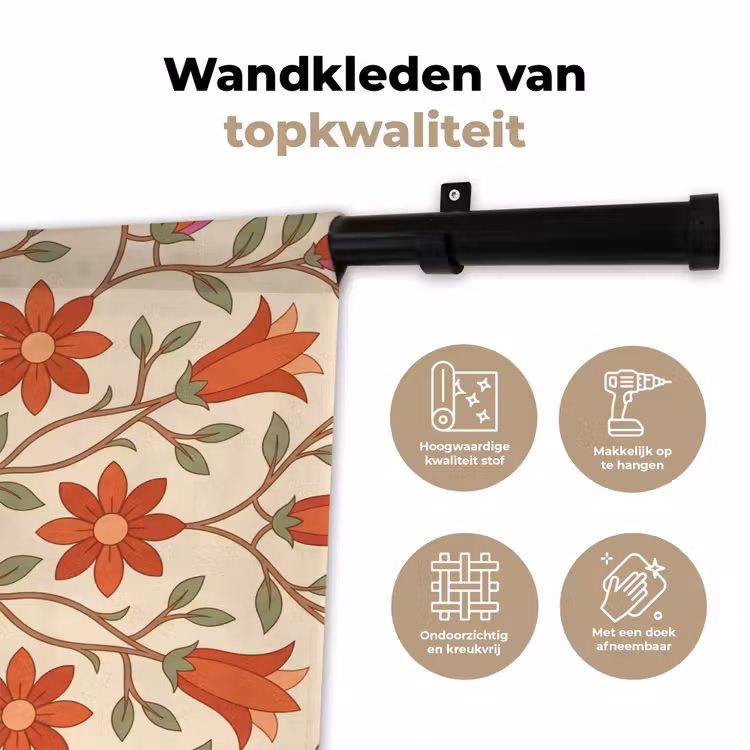 Wandkleed - Bloemen - Mandala - Decoratief - Rood — 3