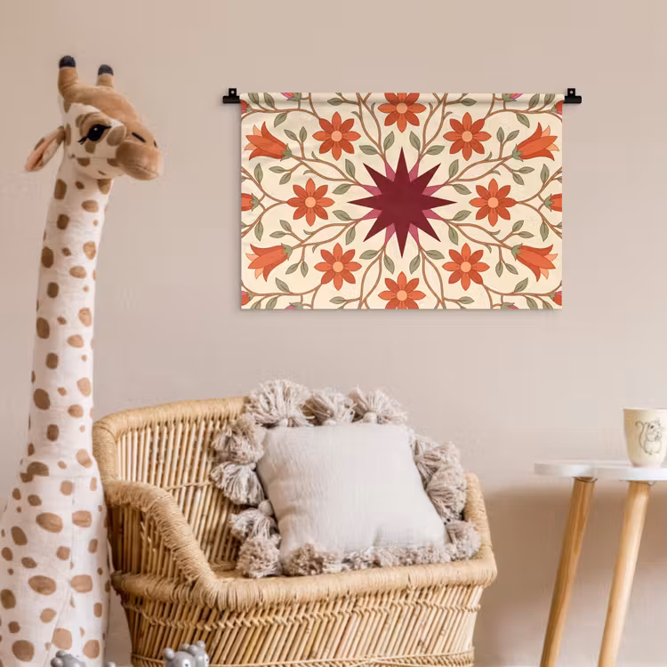 Wandkleed - Bloemen - Mandala - Decoratief - Rood — 5