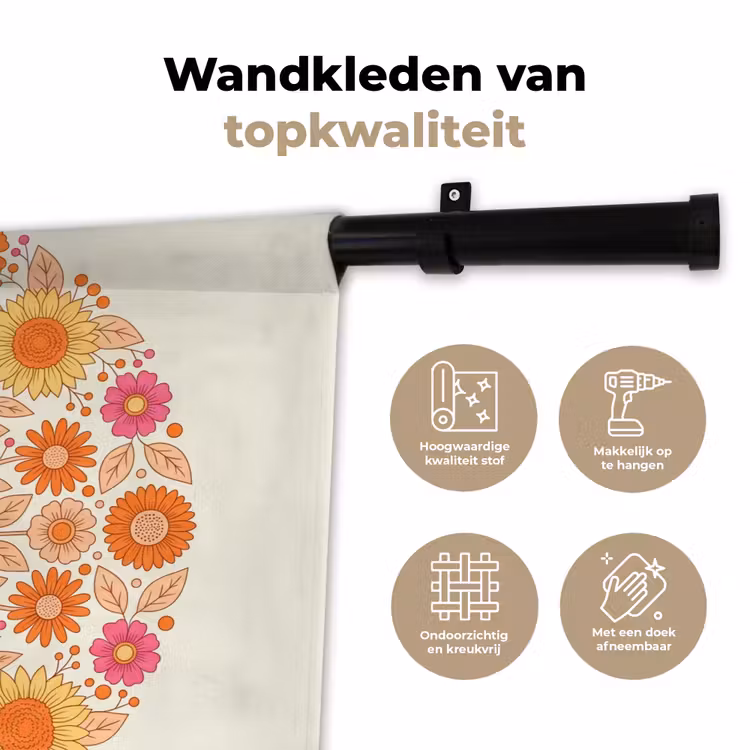 Wandkleed - Bloemen - Mandala - Patroon - Kleurrijk — 3