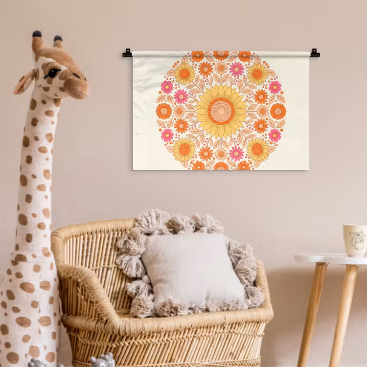 Wandkleed - Bloemen - Mandala - Patroon - Kleurrijk — 5