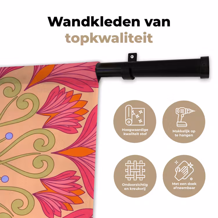 Wandkleed - Bloemen - Patroon - Abstract - Roze - Decoratief — 3