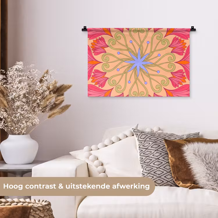 Wandkleed - Bloemen - Patroon - Abstract - Roze - Decoratief — 4