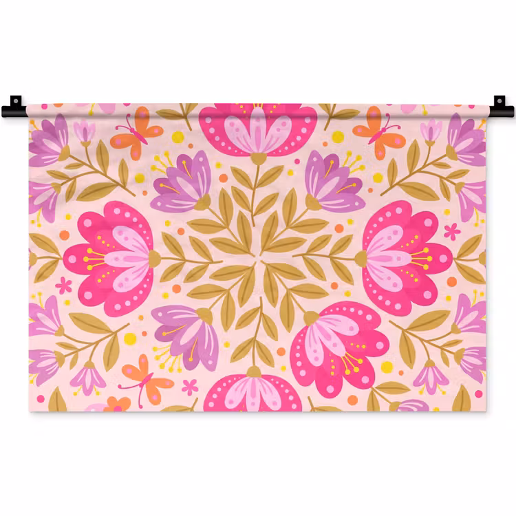 Wandkleed - Bloemen - Patroon - Natuur - Abstract - Roze — 1