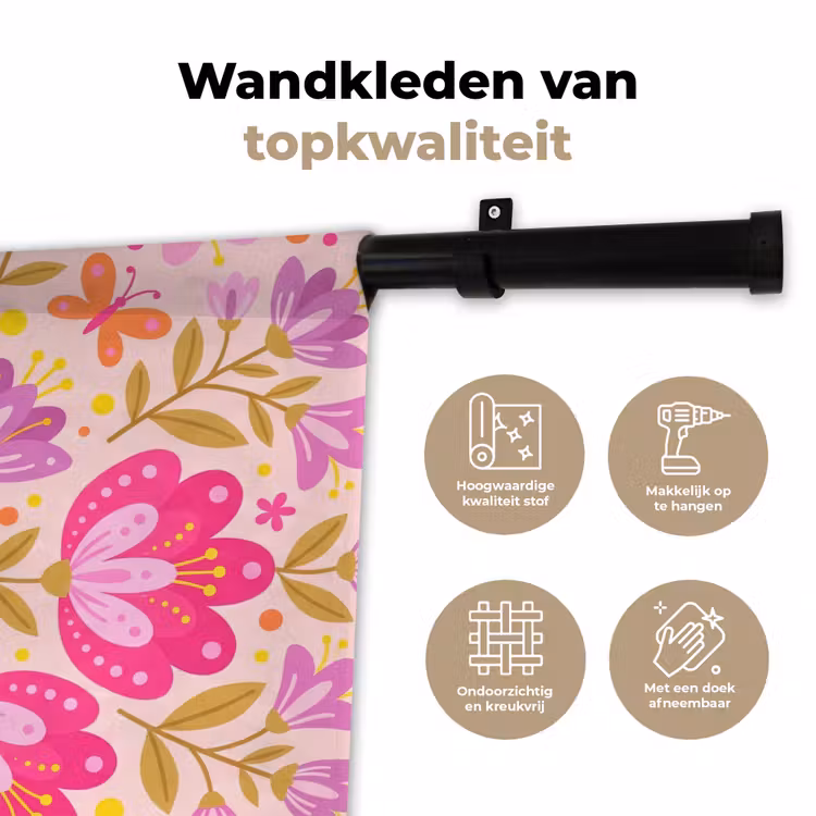 Wandkleed - Bloemen - Patroon - Natuur - Abstract - Roze — 3