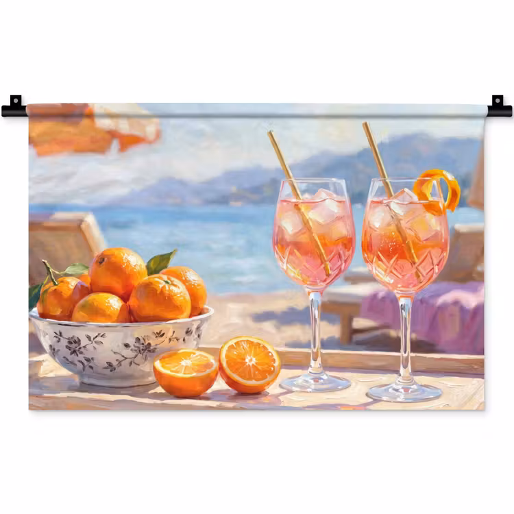 Wandkleed - Drank - Glazen - Strand - Zomer - Oranje — 1