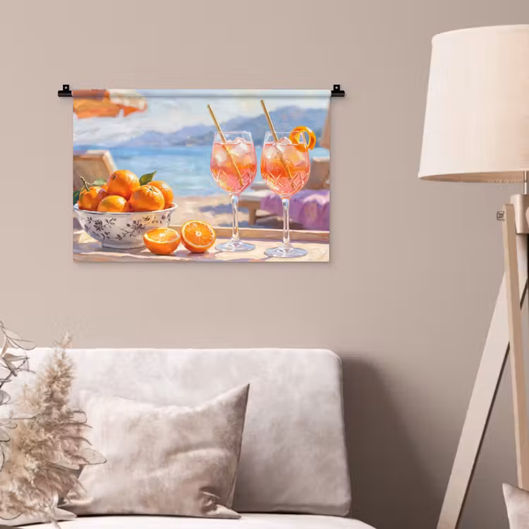 Wandkleed - Drank - Glazen - Strand - Zomer - Oranje — 2