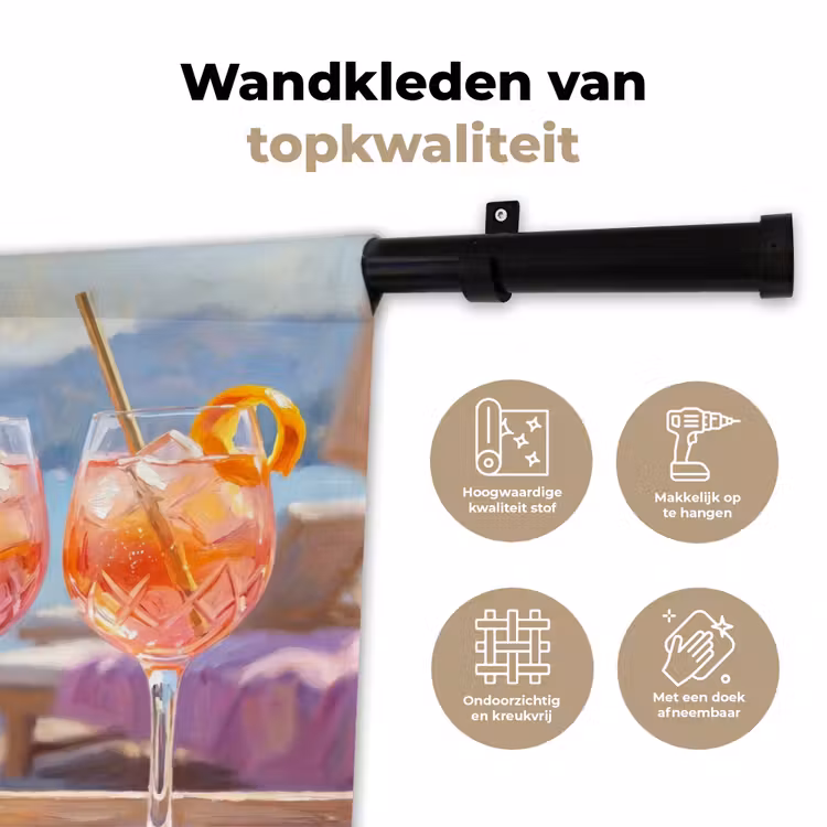 Wandkleed - Drank - Glazen - Strand - Zomer - Oranje — 3