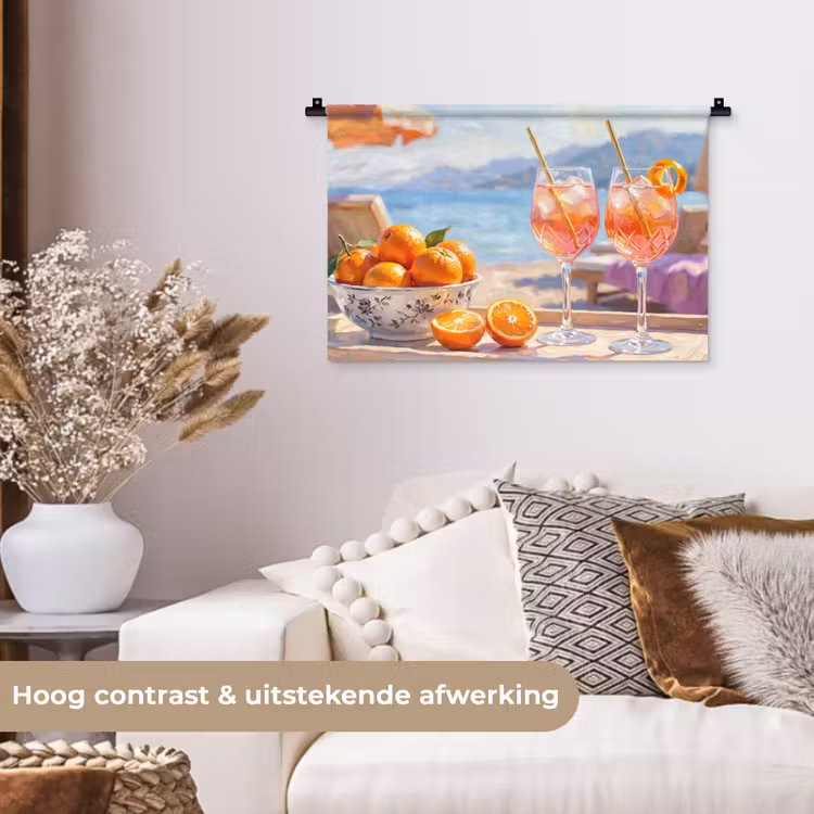 Wandkleed - Drank - Glazen - Strand - Zomer - Oranje — 4