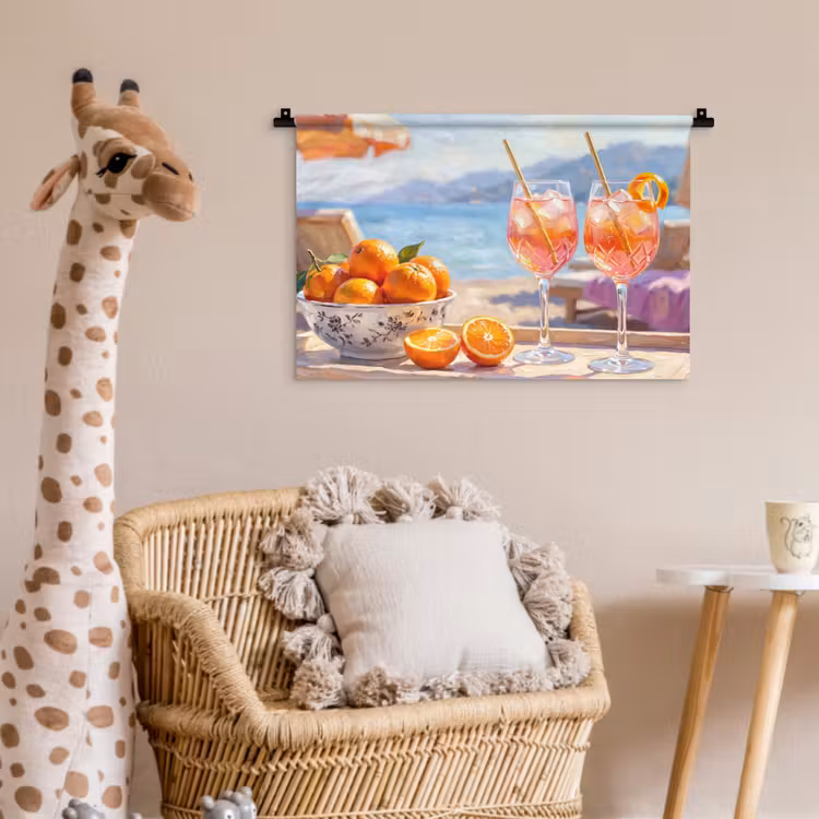 Wandkleed - Drank - Glazen - Strand - Zomer - Oranje — 5