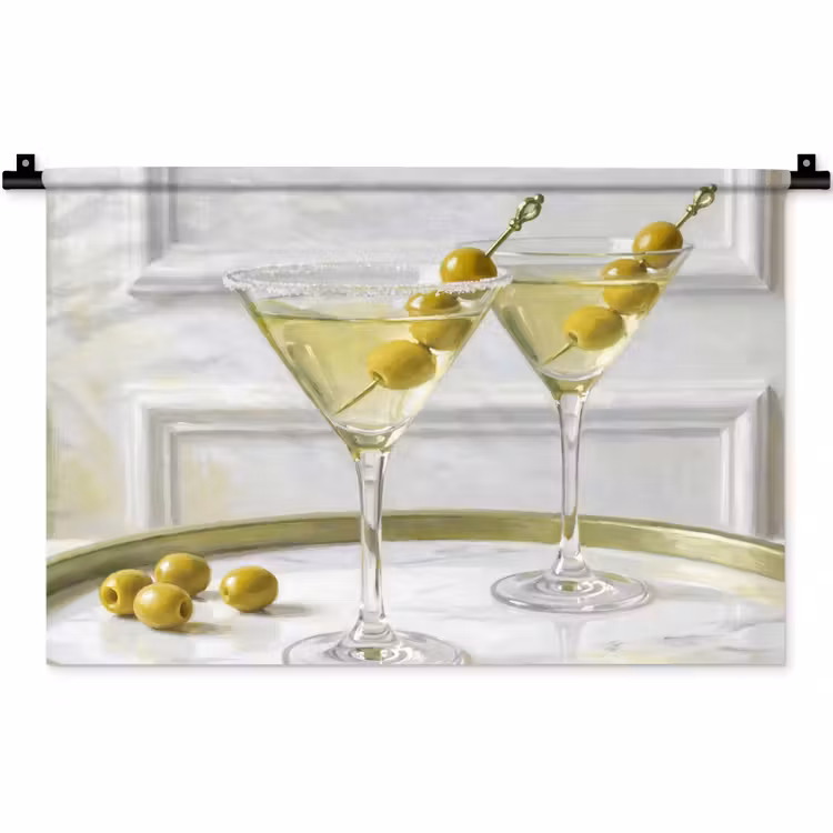 Wandkleed - Drank - Martini - Olijven - Modern - Wit — 1
