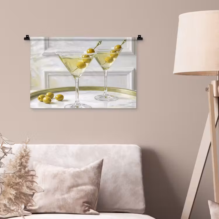 Wandkleed - Drank - Martini - Olijven - Modern - Wit — 2
