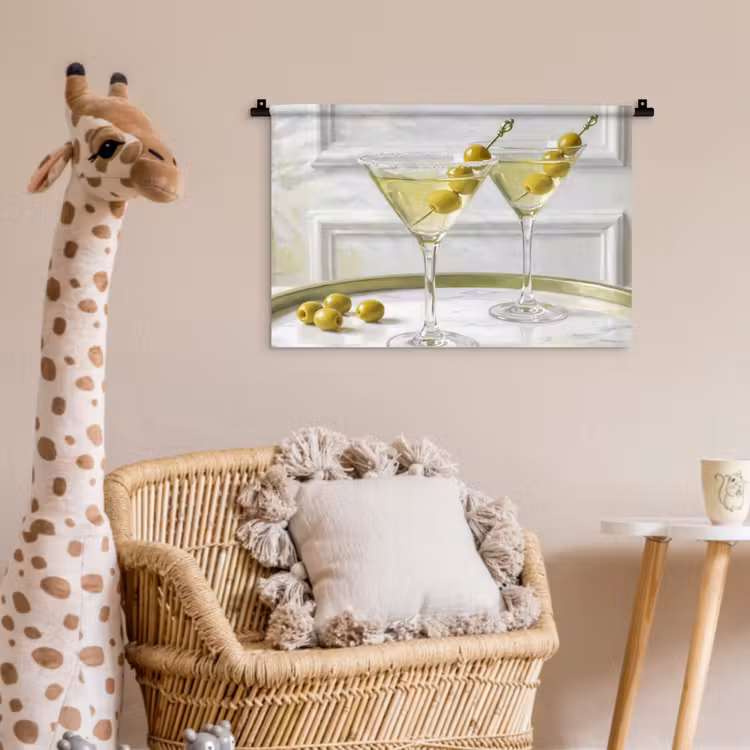Wandkleed - Drank - Martini - Olijven - Modern - Wit — 5
