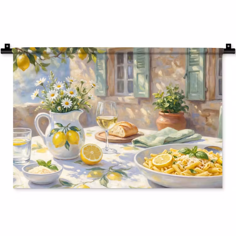Wandkleed - Eten - Terras - Zomer - Geschilderd - Geel — 1