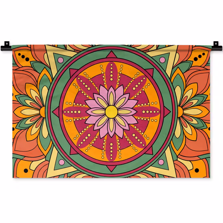 Wandkleed - Mandala - Bloemen - Abstract - Kleurrijk — 1