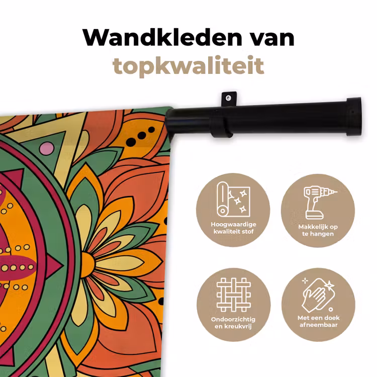 Wandkleed - Mandala - Bloemen - Abstract - Kleurrijk — 3