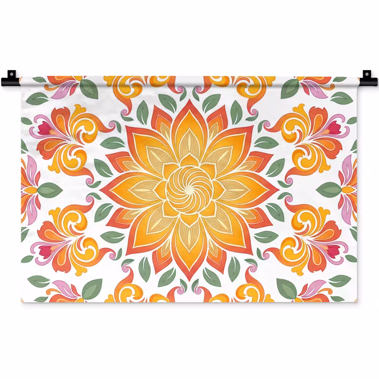 Wandkleed - Mandala - Bloemen - Decoratie - Kleurrijk - Abstract — 1