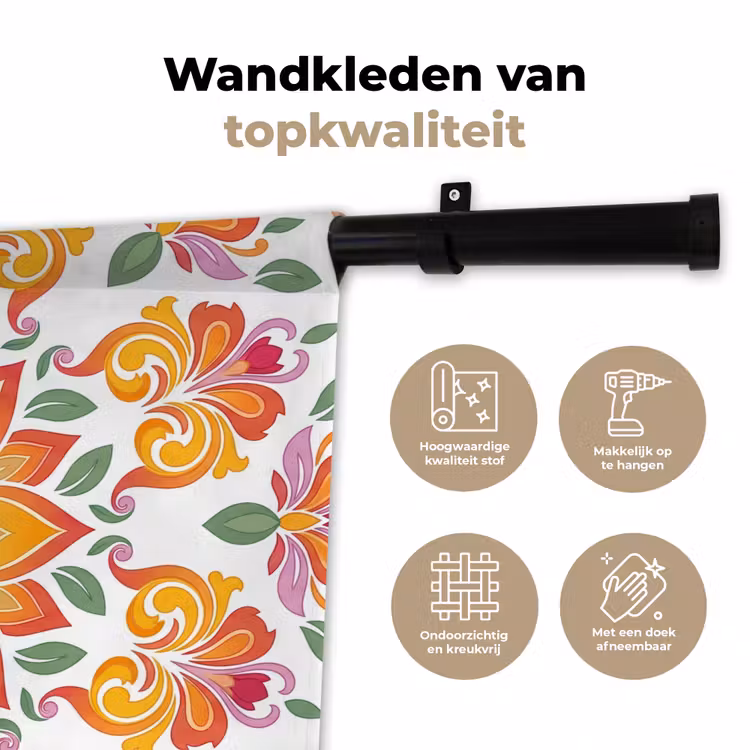 Wandkleed - Mandala - Bloemen - Decoratie - Kleurrijk - Abstract — 3