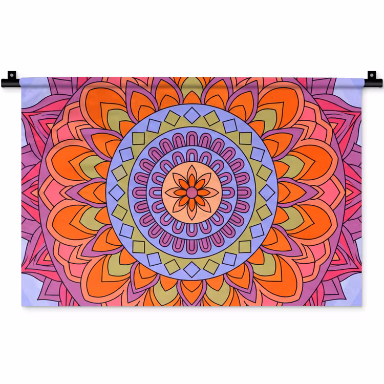 Wandkleed - Mandala - Cirkel - Abstract - Kleurrijk - Patroon — 1