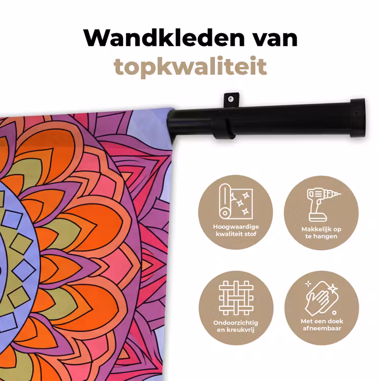 Wandkleed - Mandala - Cirkel - Abstract - Kleurrijk - Patroon — 3