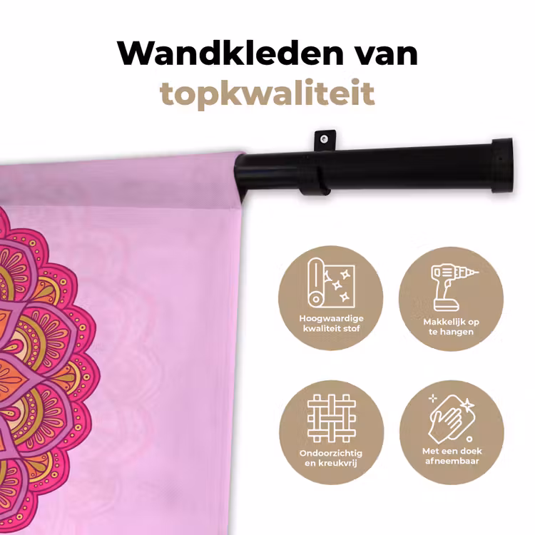 Wandkleed - Mandala - Cirkel - Spiritueel - Oosters - Roze — 3