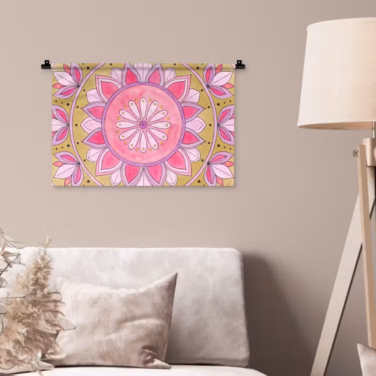 Wandkleed - Mandala - Patroon - Kunst - Aquarel - Roze — 2