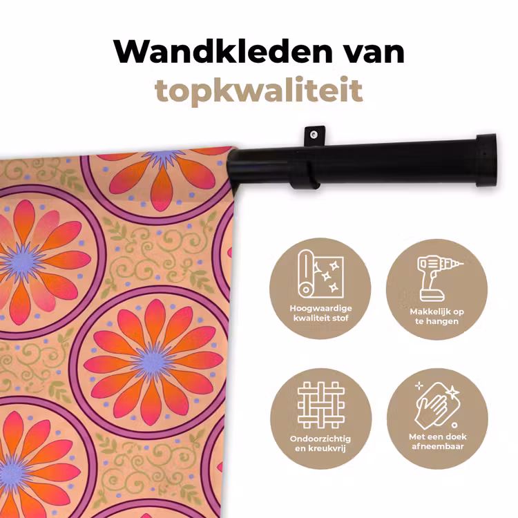 Wandkleed - Patroon - Bloemen - Decoratief - Kleurrijk - Modern — 3