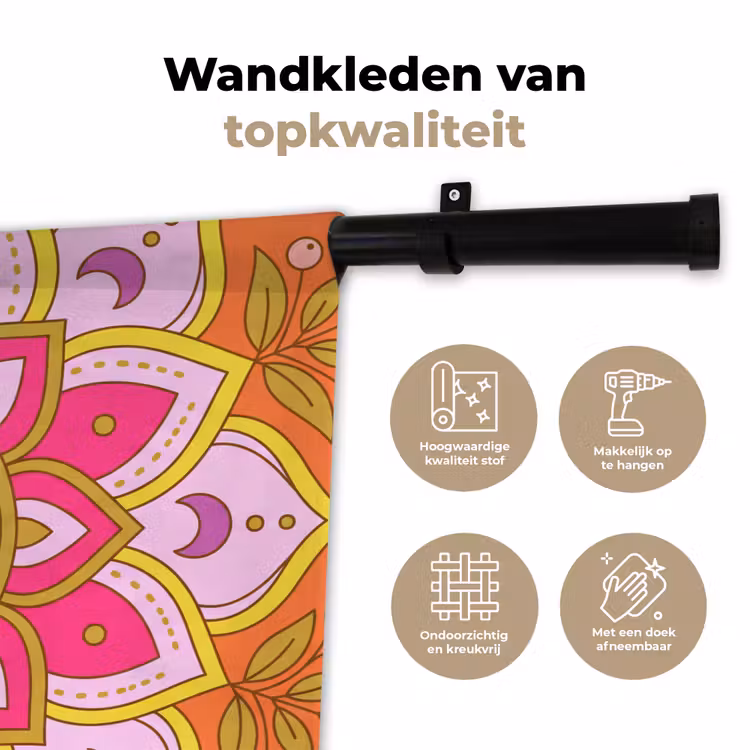 Wandkleed - Patroon - Bloemmotief - Decoratie - Abstract - Roze — 3