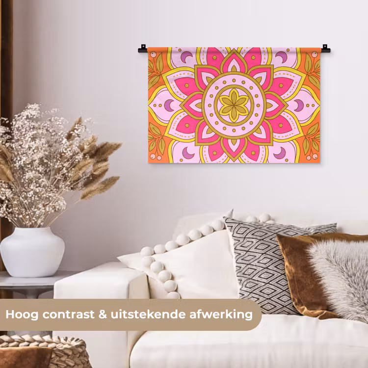 Wandkleed - Patroon - Bloemmotief - Decoratie - Abstract - Roze — 4