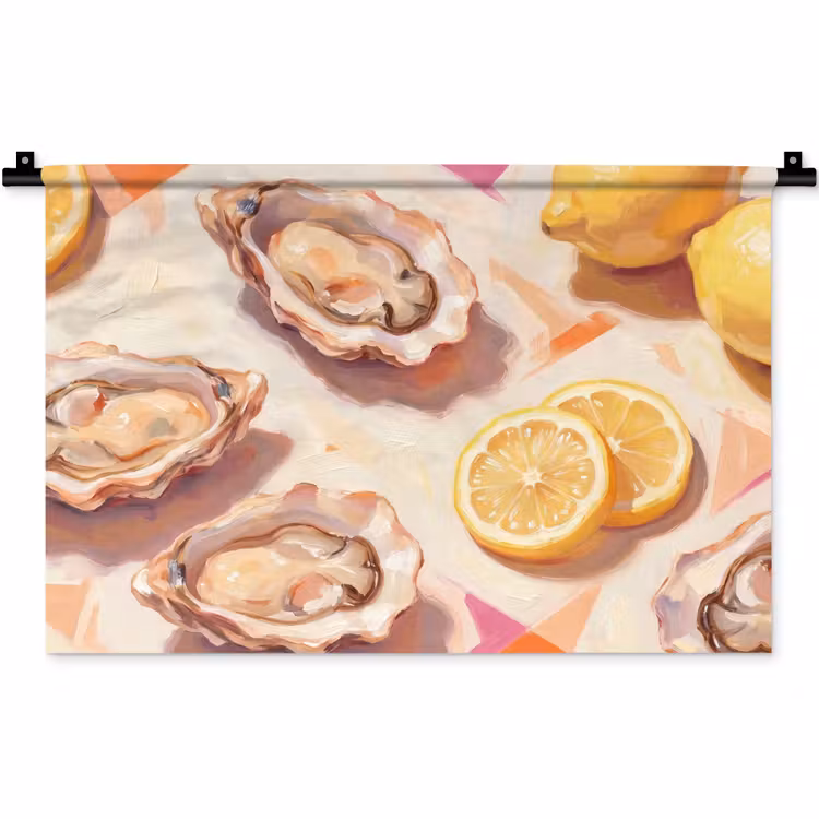 Wandkleed - Stilleven - Citroenen - Oesters - Abstract - Oranje — 1