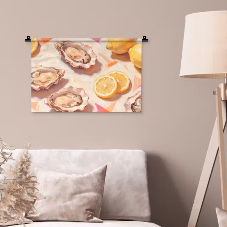Wandkleed - Stilleven - Citroenen - Oesters - Abstract - Oranje — 2