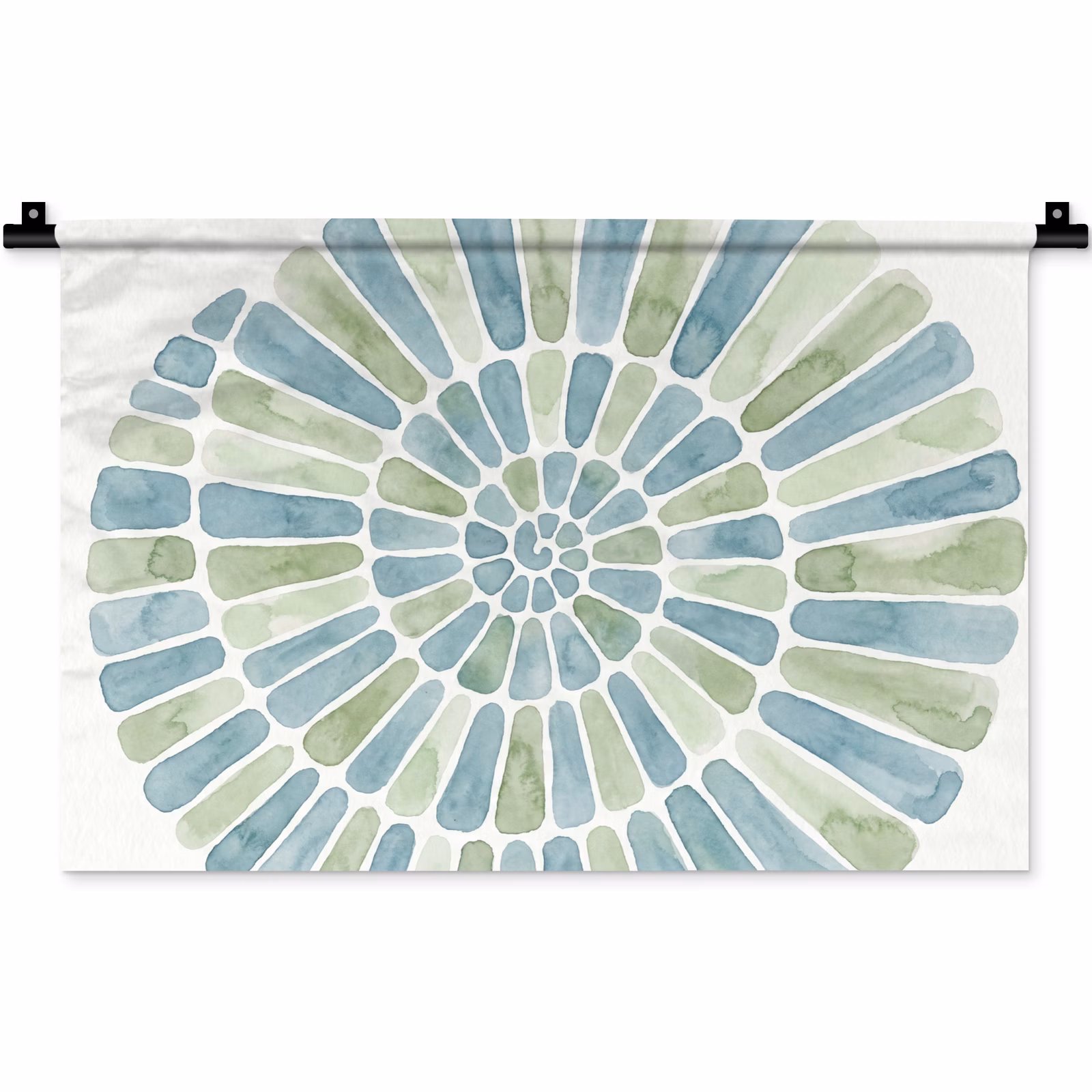 Wandkleed - Abstract - Spiraal - Patroon - Modern - Blauw-Groen — 1