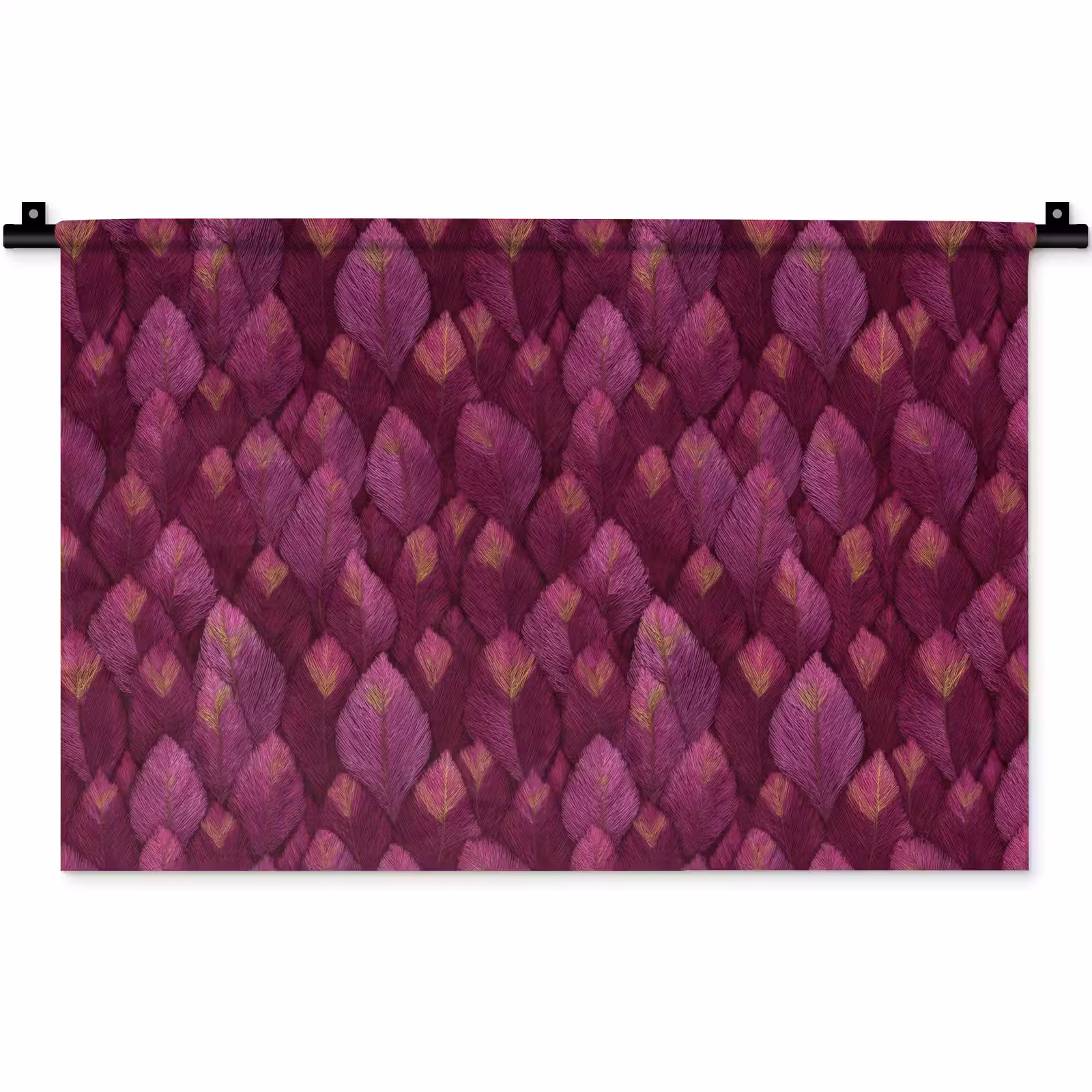 Wandkleed - Bladeren - Patroon - Burgundy — 1
