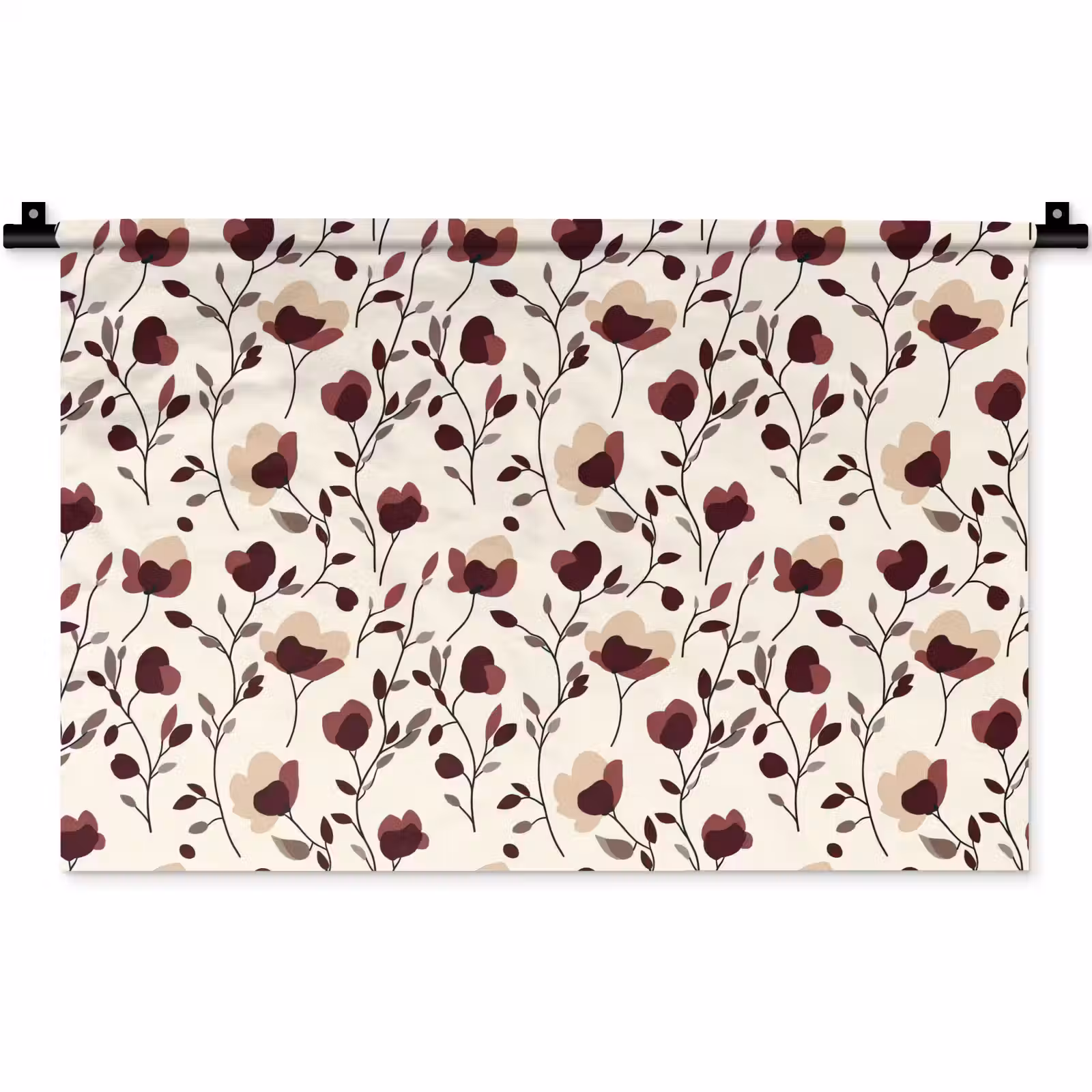 Wandkleed - Bloemen - Botanisch - Bordeaux — 1