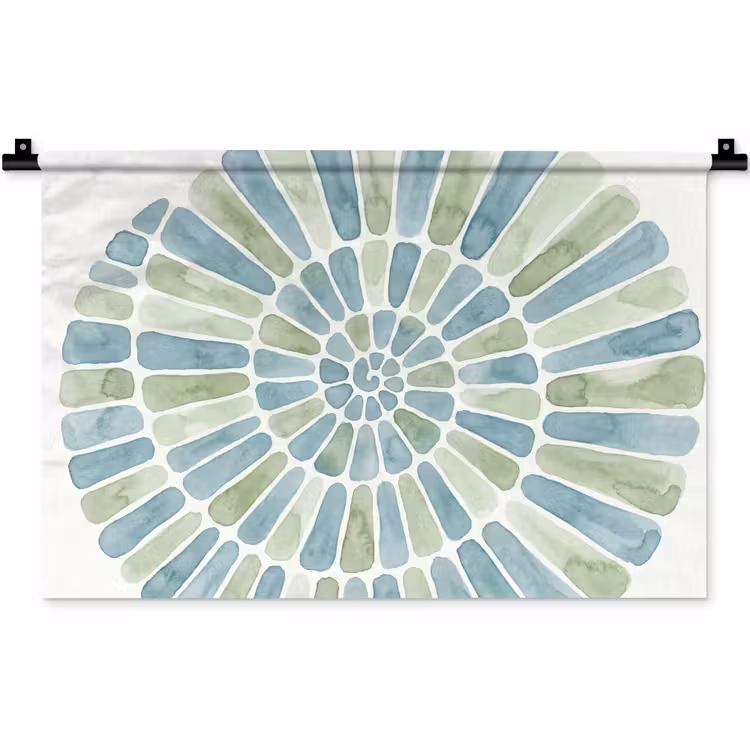 Wandkleed - Abstract - Spiraal - Patroon - Modern - Blauw-Groen — 1