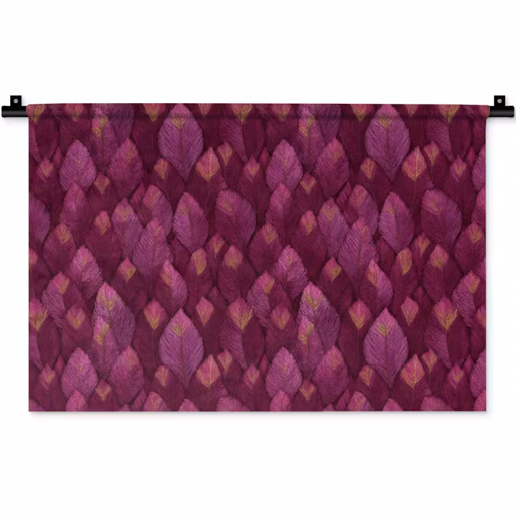 Wandkleed - Bladeren - Patroon - Burgundy — 1