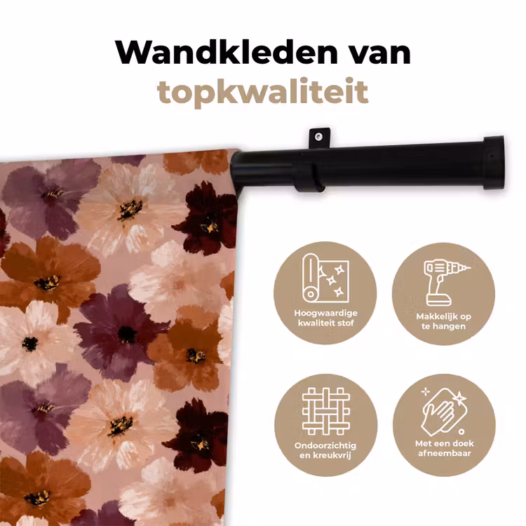 Wandkleed - Bloemen - Abstract - Aardetinten — 3