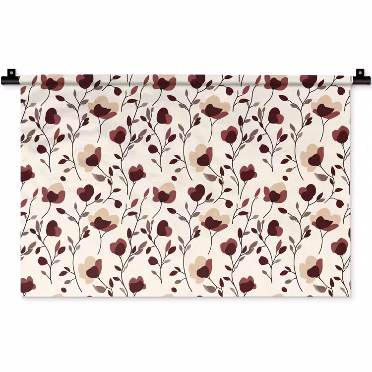 Wandkleed - Bloemen - Botanisch - Bordeaux — 1