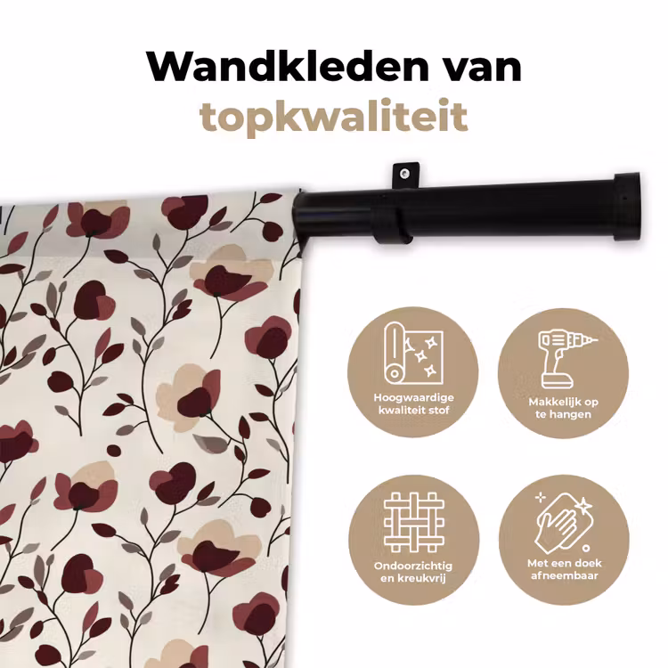 Wandkleed - Bloemen - Botanisch - Bordeaux — 3